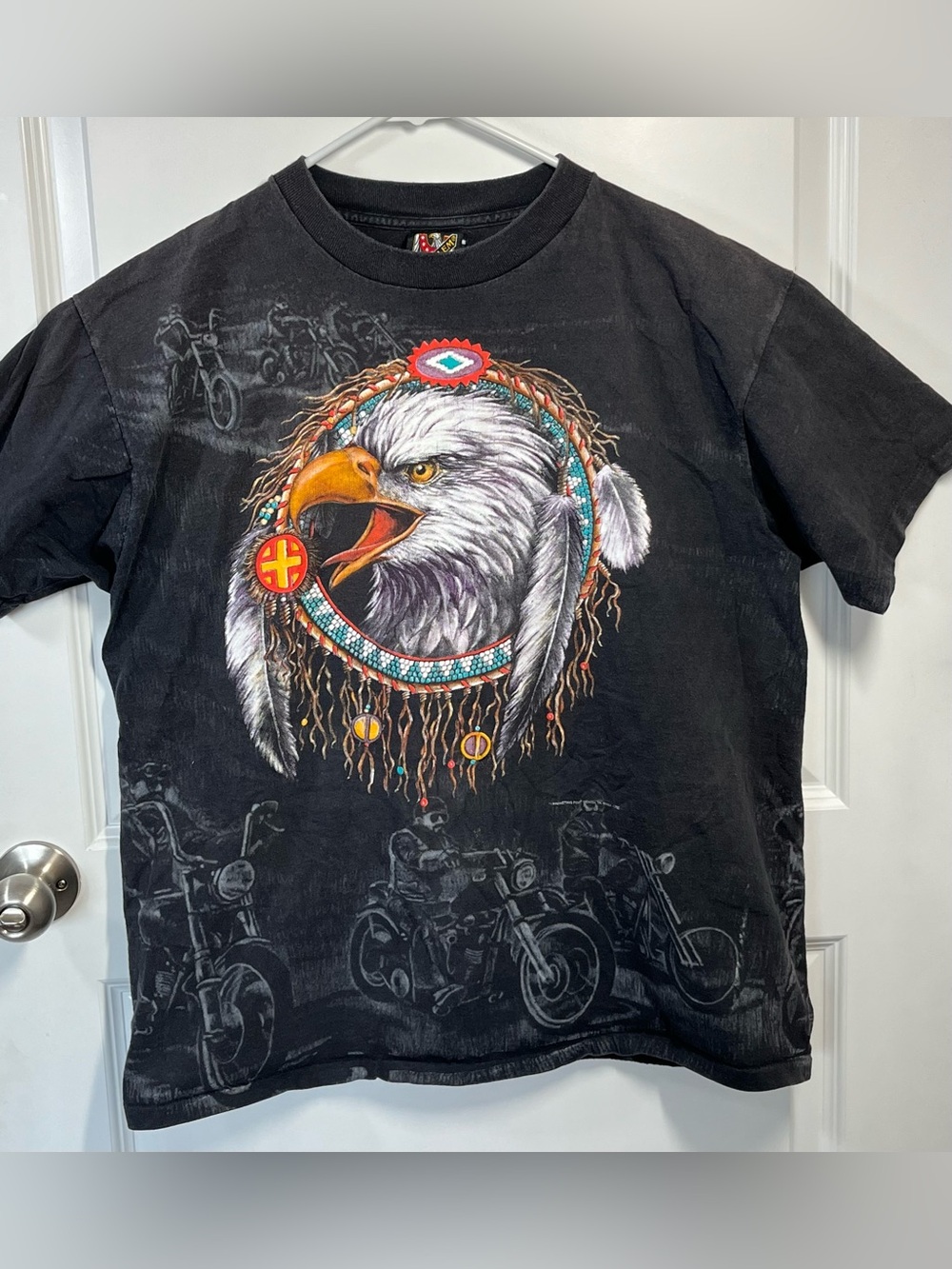 Vintage 1994 Sturgis Black Hills Rally 3D Emblem Eagle Motorcycle T Shirt XL